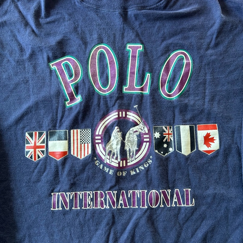 Vintage Russell Athletic Blue Long Sleeve Shirt Polo International - Picture 3 of 6